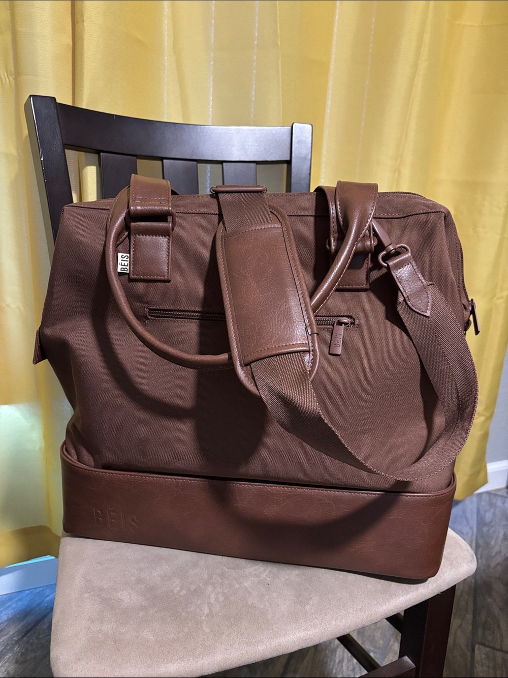 BEIS Brown Mini Weekender Tote